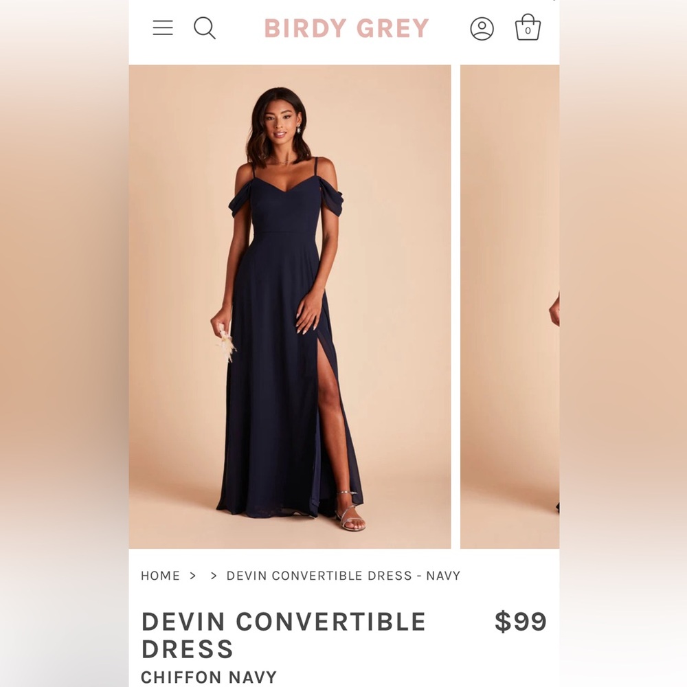 Navy blue chiffon bridesmaid dress